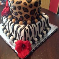 Zebra print birthday cake