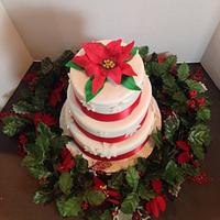 Winter poinsettia wedding cake