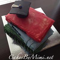 Stack of Books Graduation Cake