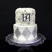 Silver And White Wedding Cake