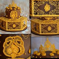 Royal icing panel cake 