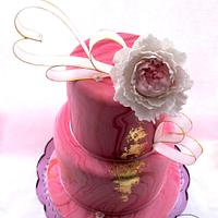 Pink mable wedding cake