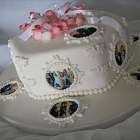 Hexagonal Edible Image & Orchid Wedding Cake