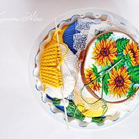 Cross-stitch, knitting, sunflowers and Gzhel...