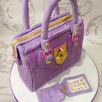 Purple handbag birthday cake