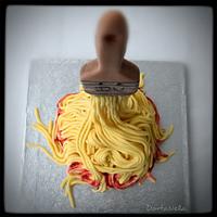 Spaghetti and Brush - Anti-gravity Cake