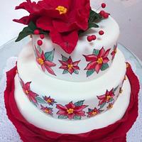 Christmas flowers birthday cake