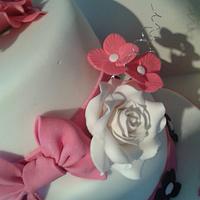 Pink, white and black 30th birthday cake