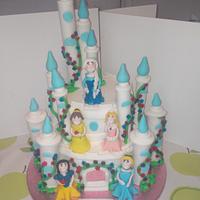 Disney Princess Cake, frozen, elsa, belle, snow white, sleeping beauty, Cinderella