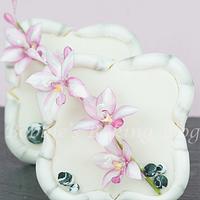 Fondant Bamboo Sugar Cookie and Flower Paste Asian Orchid Spray 