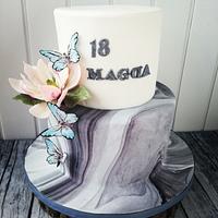 Marble tier cake for 18th birthday