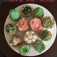  Succulents spring theme cupcakes .