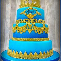 Blue gold cake