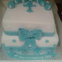 two tier christening cake