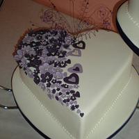 Purple blossom wedding cake