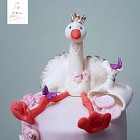 Babyshower cake posh stork