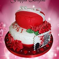 Red & white love cake