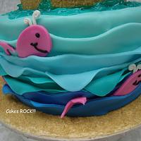 Whales & Anchors First Birthday Cake