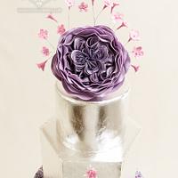 Purple and Silver Dress-Inspired Cake