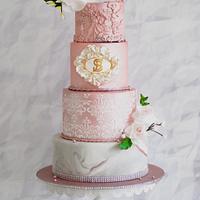 Rose gold wedding cake 