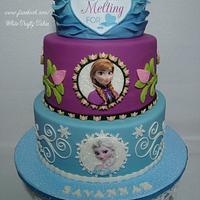 Frozen Cake with Anna, Elsa, and Olaf in Summer