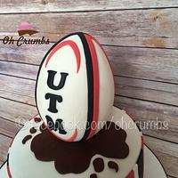 Rugby theme cake