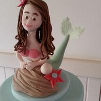 Mermaid birthday cake, cupcakes and cookies for Poppy