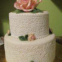 Peggy's Vintage Lace & Rose Birthday Cake