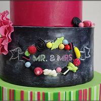 Candy themed wedding cake