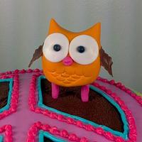 HIPPIE CHICK OWL THEME BIRTHDAY CAKE