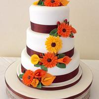 Autumn colour wedding cake