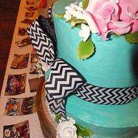 Blue Turquoise buttercream w/ Chevron bow