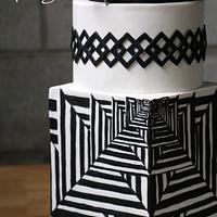 Black and white illusion cake