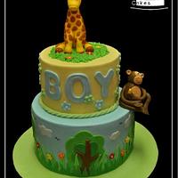 Jungle themed Baby shower cake