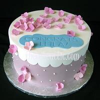 hydrangea hat box bridal shower cake