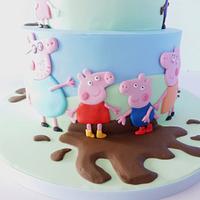 Peppa Pig! Muddy puddles birthday cake