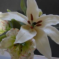 ORIENTAL MOUNTAIN LILY AND TULIPS ,