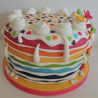 Inside out rainbow cake