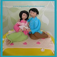 Mummy Daddy & Baby - Anniversary & Baby presentation cake