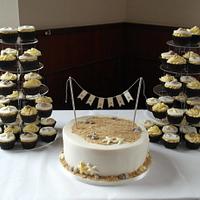 Beach Inspired Wedding Cake and Cupcakes