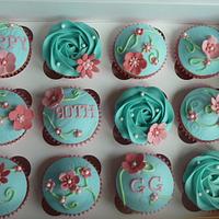Pretty Turquoise Cupcakes - 90th Birthday!