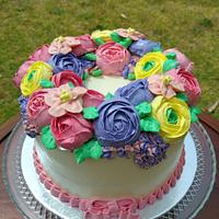 Buttercream Flower Wreath Cake