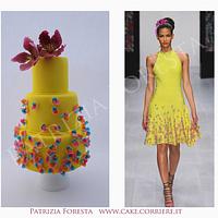 Fashion cake yellow and flower