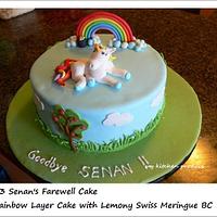 Rainbow cake with a unicorn