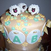 3 'Lil Lambs Baby Shower Cake