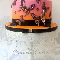 Pink Sunset Butterfly Cake