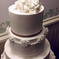 Wedding cake with white flower