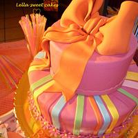Colorful cake with bow