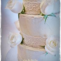 Rustic Edible Lace wedding cake