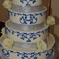 Navy & Silver wedding cake Buttercream